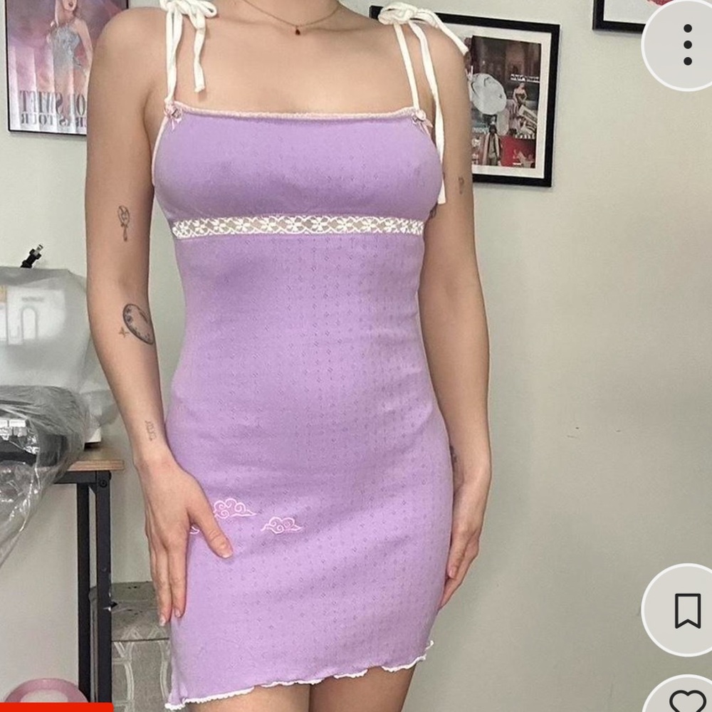Purple Mini Dress with White Details